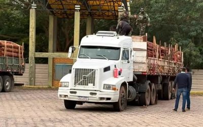 RETIENEN DOS CAMIONES CON MADERA EN OPERATIVO ADUANERO EN PUERTO QUIJARRO