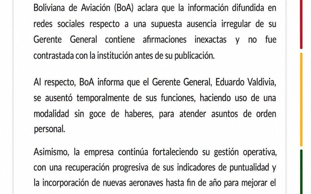 BoA RESPONDE A LAS CRÍTICAS Y ASEGURA QUE SU GERENTE SE AUSENTÓ CON LICENCIA SIN SUELDO